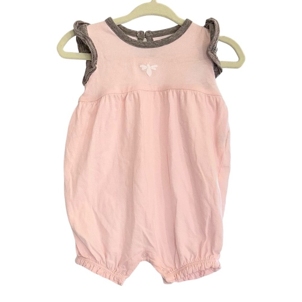 Burt’s Bees Baby Organic Cotton Romper, Pink & Gray Onesie Newborn Girl